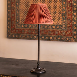 10 inch Gathered red/coral Mulberry silk French drum lampshade