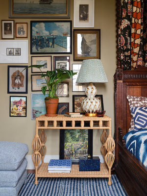 Wicker Kenan Side Table in Bunny Williams Home