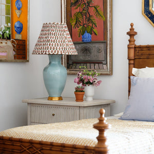 Blue Hive Lamp with gold base by Bunny Williams Home