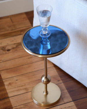Burke Drinks Table with a blue mirror top by Bunny Williams Home
