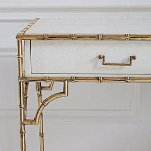 Faux Bamboo Metal Desk - Parchment