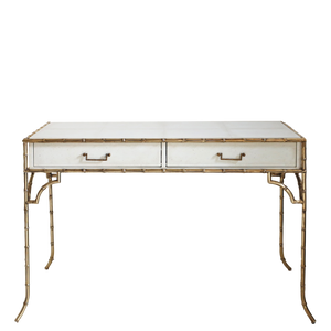 Faux Bamboo Metal Desk - Parchment