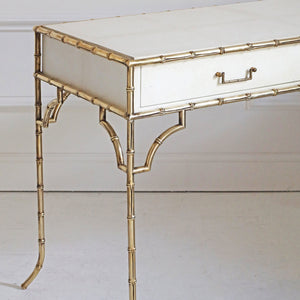 Faux Bamboo Metal Desk - Parchment