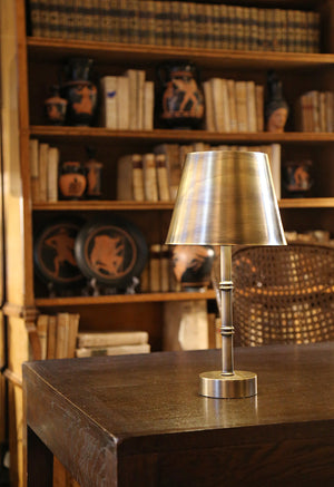 Bamboo Cordless Table Lamp - Antique Brass