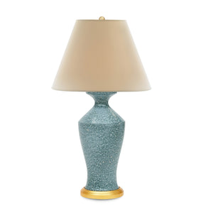 Blue Celestine ceramic lamp with reactive glaze