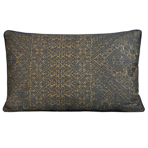 Indigo rectangular fez weave cushion - throw pillow