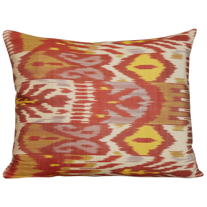 Rectangular multicoloured silk and cotton Ikat cushion