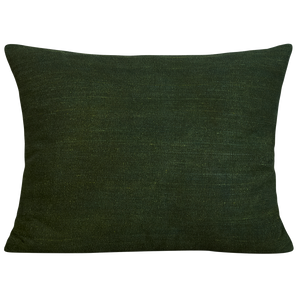 Silk Jajim Cushion/ pillow - Forest green with orange/ecru and red stripe