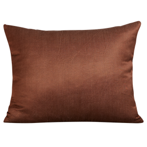 Silk Jajim cushion - Red/aubergine stripe on chocolate brown silk