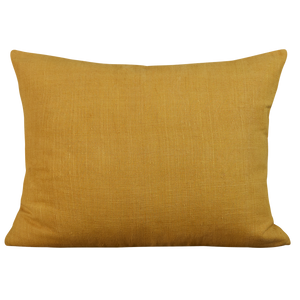 Silk Jajim cushion - Terracotta/green and pale blue stripe on yellow silk