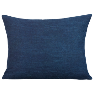 Silk Jajim cushion - Burgundy/ecru stripe on navy blue silk