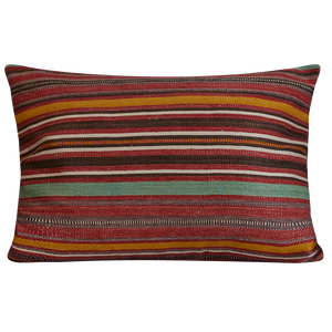 Silk Jajim cushion - Terracotta/green and multicoloured full Jajim