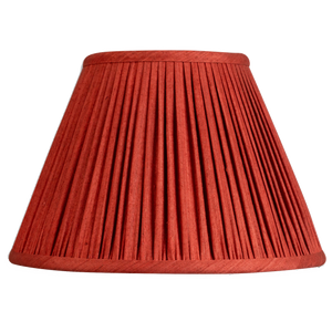 10 inch Gathered red/coral Mulberry silk French drum lampshade