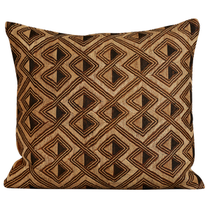 Rectangular African geometric Kuba cloth cushion