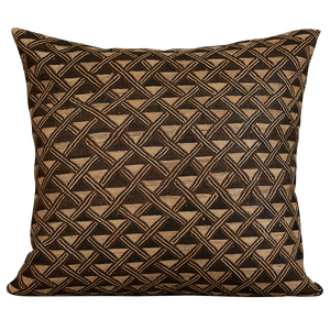 Rectangular African geometric Kuba cloth cushion