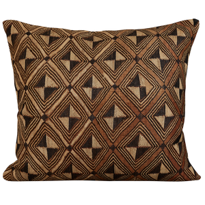 Rectangular African geometric Kuba cloth cushion