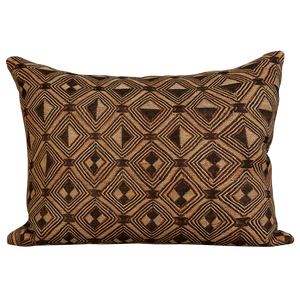 Rectangular African geometric Kuba cloth cushion