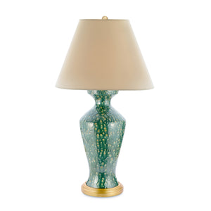 Green Lagoon Lamp with reactive glaze by Bunny Williams Home