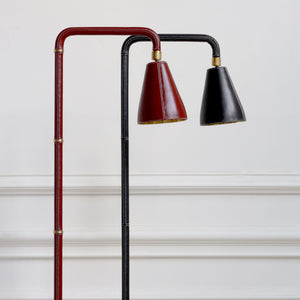 Adnet Reading Lamp with Brass Accents - Red Leather