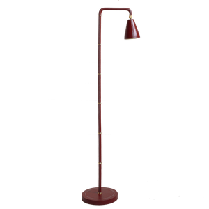 Adnet Reading Lamp with Brass Accents - Red Leather