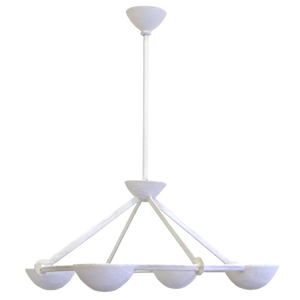 White chandelier with multiple arms on a white background