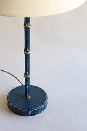 Adnet Table Lamp - Navy Leather
