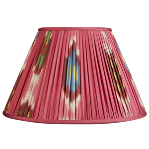 14 inch Magenta French drum silk and cotton ikat lampshade