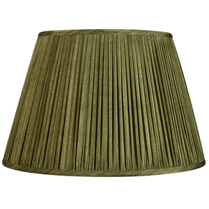 18 Inch Olive green ripple pinstripe sari style gathered silk lampshade