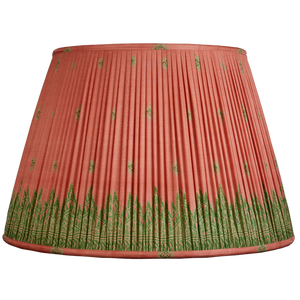 18 Inch Pink with green border silk sari lampshade