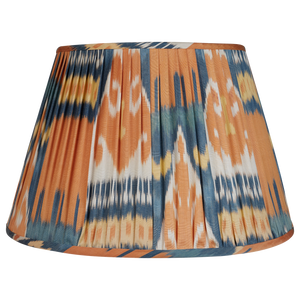 16 Inch Orange, Blue and Yellow Cotton and Silk Ikat Lampshade