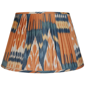 16 Inch Orange, Blue and Yellow Cotton and Silk Ikat Lampshade