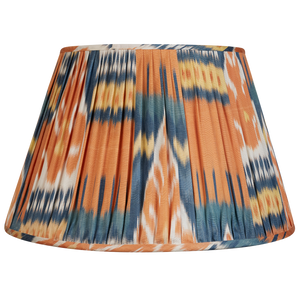 17 Inch Orange, Blue and Yellow Cotton and Silk Ikat Lampshade