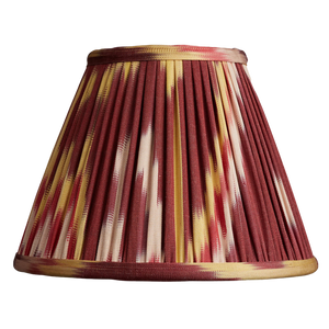 8 inch - 20 cm Aubergine red/yellow cotton and silk French drum ikat lampshade