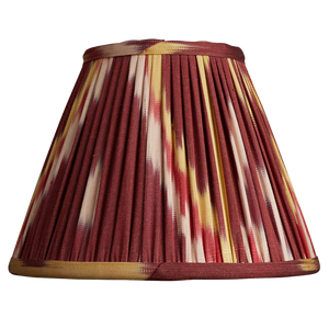 8 inch - 20 cm Aubergine red/yellow cotton and silk French drum ikat lampshade