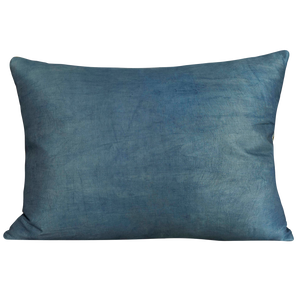 Rectangular silk suzani cushion with unusual palm tree design on green background