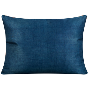 Rectangular silk suzani cushion with stylised pomegranate rosette design