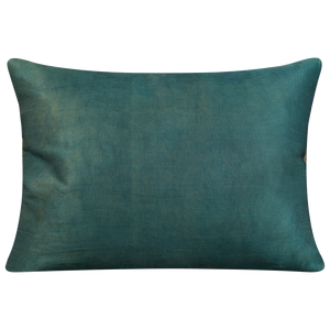 Rectangular silk suzani cushion with pomegranate design on cream ground