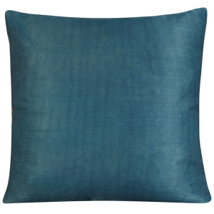 Square Anatolian design suzani on cream ground with blue silk back