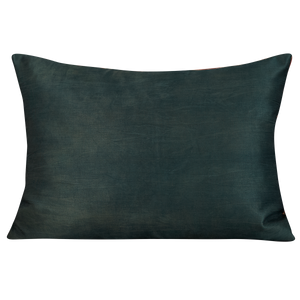 Rectangular silk suzani cushion with lattice geometric design