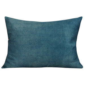 Rectangular silk suzani cushion with central medalion and floral design