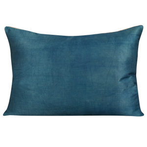 Rectangular scrolling green and central pink floral design silk suzani cushion