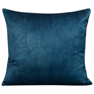 Square silk suzani cushion with red and blue carnation design