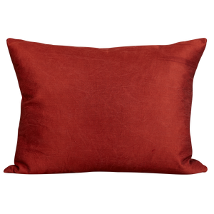 Rectangular silk suzani cushion with blue and red paisley design on pink ground