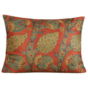Rectangular pomegranate and vine design suzani on apricot ground