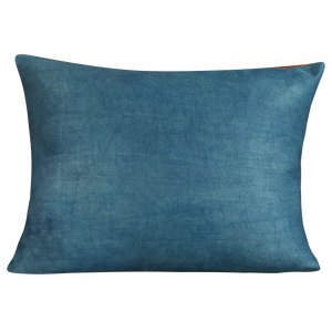 Rectangular pomegranate and vine design suzani on apricot ground and blue silk back