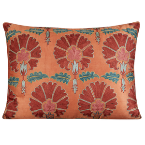 Rectangular carnation design suzani on pink ground