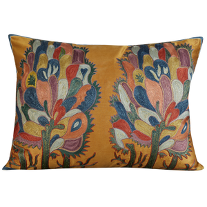 Rectangular symmetrical floral design suzani on gold ground