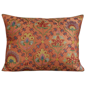 Rectangular floral lattice carnation design suzani on pink ground