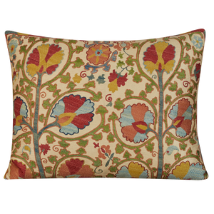 Rectangular tree of life floral design suzani on cream ground