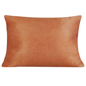 Rectangular orange paisley design suzani on dark blue ground with pink silk back